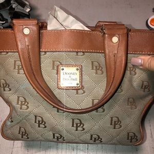Aqua and Brown Vintage Dooney and Bourke